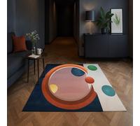 Tapis de décoration,160 x 230 cm, Moderne Geometric Abstract Orange Rose Jaune Bleu Vert Rouge, Tapis Poils Ras Tapis Salon Chambre Décoration de la Maison,Rug for Living Room