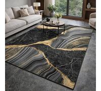 Tapis de décoration,Abstrait Moderne Noir, Gris, Jaune, Beige, 80 x 140 cm, Tapis Doux Poil Court Tapis Salon Chambre à Coucher, canapé, Area Rug for Hall Hallway