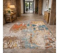 Tapis de décoration,Abstrait Rouge, Bleu, Beige, Jaune, Marron, Blanc, 80 x 140 cm, Tapis Doux Poil Court Tapis Salon Chambre à Coucher, canapé, Area Rug for Hall Hallway