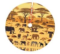 Tapis de décoration de sapin de Noël en forme d'animaux de prairie africaine de 122 cm - pour la ferme, les vacances, les fêtes de fin d'année, la décoration de sapin