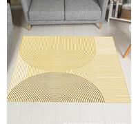 Tapis de décoration,Décoration d'intérieur au Design géométrique Moderne, Jaune, 130 x 130 cm, Tapis Poils Ras Decoratif pour Fauteuil Pouf Salon Moderne Chambre Adulte ou Ado