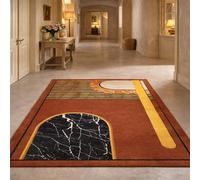 Tapis de décoration, géométrique Moderne en Terre Cuite Rouge, Orange, Jaune, Noir et Blanc, 180 x 240 cm, Décoratifs Tapis pour Chambre, Cuisine, Salon, Couloir,Rug for Living Room