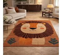 Tapis de décoration, Lion Moderne, Orange, Marron, Beige, Rouge, Vert, Noir, 120 x 160 cm, Salon Chambre Design Moderne Salle à Manger Cuisine Chevet canapé, Rug for Living Room