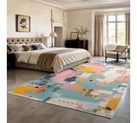 Tapis de décoration,Moderne, géométrique, Abstrait Rose, Jaune, Bleu, Blanc, 70 x 120 cm, Tapis pour Salon Descente de lit Chambre, Couloir Halls D'EntréE, Cuisines, Buanderies