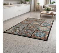 Tapis de décoration,Motif Floral Bleu, Marron, Rouge, Blanc, Noir, Jaune, 80 x 140 cm, Tapis Doux Poil Court Tapis Salon Chambre à Coucher, canapé, Area Rug for Hall Hallway