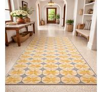 Tapis de décoration,Motif Floral géométrique Oriental Jaune, Bleu, Beige, 70 x 100 cm, Tapis d'entrée d'intérieur Couloir, Salon, Chambre à Coucher, Canapé, Hallway Carpets