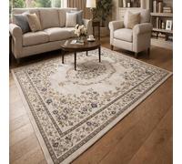 Tapis de décoration,Motif Floral Oriental Beige, Blanc, Violet, Vert, 80 x 140 cm, Tapis Doux Poil Court Tapis Salon Chambre à Coucher, canapé, Area Rug for Hall Hallway