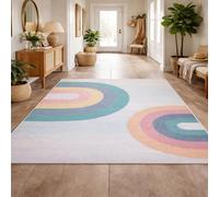 Tapis de décoration,Motif géométrique Moderne Vert Gris Beige Rose Blanc, 80 x 140 cm, Tapis Doux Poil Court Tapis Salon Chambre à Coucher, canapé, Area Rug for Hall Hallway
