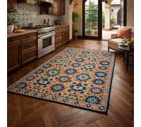 Tapis de décoration,Motif géométrique Oriental Bleu, Orange, Rouge, Beige, Noir, 70 x 100 cm, Tapis d'entrée d'intérieur Couloir, Salon, Chambre à Coucher, Canapé, Hallway Carpets