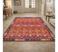 Tapis de décoration,Motif géométrique Oriental Rouge, Rose, Bleu, Beige, Blanc, 70 x 100 cm, Tapis d'entrée d'intérieur Couloir, Salon, Chambre à Coucher, Canapé, Hallway Carpets