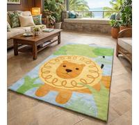 Tapis de décoration,Motif Lion Animaux Moderne Orange, Jaune, Vert, Bleu, 140 x 200 cm, Tapis pour Salon, Chambre à Coucher, Salle à Manger, Salle de séjour, Cuisine, Hall
