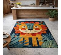 Tapis de décoration,Motif Lion Animaux Moderne Orange, Rouge, Bleu, Vert, Beige, 150 x 220 cm, Tapis pour Salon, Chambre à Coucher, Salle à Manger, décoration intérieure