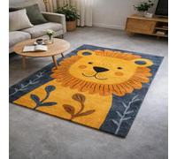 Tapis de décoration,Motif Lion Moderne Jaune, Orange, Gris, Noir, Marron, 80 x 200 cm, Chambre Salon Salle à Manger Terrasse Balcon Hall Cuisine Décor,Runner Rug for Hallways