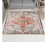 Tapis de décoration,Multicolore Beige Shabby Chic Traditionnel Vintage, Noir, 190 x 190 cm, Large Rugs for Living Room Lounge Home Decor Carpets Floor Protection Mat,