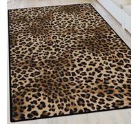 Tapis de décoration,Noir Orange Beige Imprimé Animal Léopard Moderne,Marron,80 x 140 cm, Tapis Doux Poil Court Tapis Salon Chambre à Coucher, canapé, Area Rug for Hall Hallway