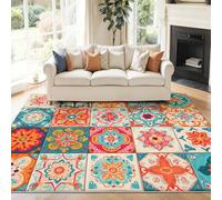 Tapis de Décoration Rectangulaire, Carreaux Carrés en Tissu Tissé Traditionnel Kids Flanelle Tapis pour Chambre d'enfant - Orange Intérieur Antidérapant Tapis Salon Lavable, 120 x 170 cm