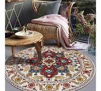 Tapis de décoration Rond 140 cm Moderne Design Poils Ras Tapis de Sol Bureau à Domicile étudier café Hôtel L'école,Multicolor Red ø 140cm
