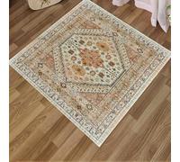 Tapis de décoration,Vintage Gris Blanc Ancien Shabby Chic Floral, Orange, 140 x 140 cm, Area Rugs Room Decor Aesthetic Home Decoration for Women and Men Adults Teenagers,