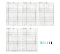 Tapis de découpe à quadrillage, 5 pièces, avec ensemble de 6 adaptateurs pour stylos ; tapis adhésif à prise neutre, compatible avec les machines et Silhouette, et avec les