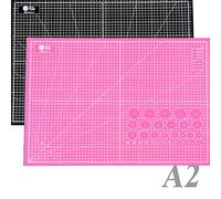 Tapis de découpe DIN A2 60x45cm 5 couches auto-cicatrisant Tapis de découpe au format A2 rose/noir auto-cicatrisant Cutting Mat avec trames et repères en cm des deux côtés Couture Bricolage