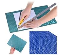 Tapis de Decoupe Tapis de découpe en PVC for établi, for couture, bricolage, cuir, artisanat, couteau, gravure, planche antidérapante double face(A5 Blue)