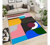 SANSJI Tapis de Design Bohème Coloré, Tapis Moquette de Chambre à Poils Ras, Nordique Abstrait Géométrique Résistant Paillasson Intérieur - pour Chambre à Coucher de Salon 120 x 170 cm