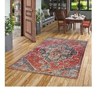 Tapis de designer - PERGAMON - Vintage Zoe - Rouge Bleu - 170x120 cm - Intérieur