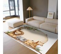 Tapis de Dessin animé 180x340cm Mignon thème Animal Lion Girafe éléphant Imprimer Tapis de Sol pour Vivre Chambre d’Enfant Salle de Jeux à Poils Ras Facile Nettoyage