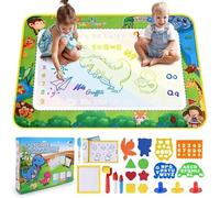 Tapis de dessin Aqua Water Doodle - 120 x 90 cm - Super grand tapis de peinture Aqua Magic Doodle - Avec stylo à eau - Outils d'estampage - Amusant de peinture sans taches avec de l'eau - Pour garçons