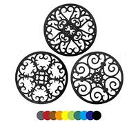 Tapis de dessous de plat en silicone 7,87 "Coussinets chauffants multi-usage, résistant à la chaleur et antidérapant, flexible et durable pour les tables de comptoir de vaisselle, ensemble de 3 (Noir)