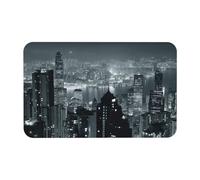 Tapis de diatomée avec impression aérienne de nuit de Hong Kong - 50 x 80 cm - Tapis de sol confortable pour la douche - Tapis antidérapant en diatomée