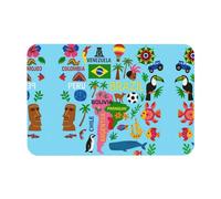 Tapis de diatomée avec impression de carte de l'Amérique du Sud avec icônes 40 x 60 cm, tapis de sol doux d'automne, coussin de douche, dos en caoutchouc antidérapant