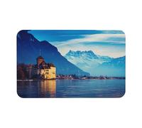 Tapis de diatomée imprimé au lac Léman, 50 x 80 cm, tapis de sol confortable pour la douche, tapis de diatomée antidérapant