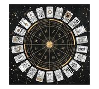 Tapis de divination, nappe d'autel pour la pratique de la cartomancie et du pendule ésotérique (A, 75 x 75 cm)