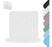 Tapis De Douche, 80 x 80 cm Tapis Antidérapant avec Ventouses, Tapis de Douche Carré, Tapis Antidérapant en PVC, Tapis de Douche Carré Lavable, Lavable en Machine, pour Sauna, Blanc