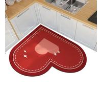 Tapis de douche à séchage rapide, tapis de porte de toilette - Amour rouge doux super absorbant Tapis de sol sans glissement - Tapis de douche romantique pour la salle de bain 23,6 x 23,6 x 0,4 pouces