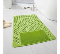 Tapis de Douche ABS pour robuste 70x40cm Drainage Rapide Tapis | Ventouses puissantes, pour surface texturée, sécurité accrue, pour chutes, famille enfants seniors(Green beans)