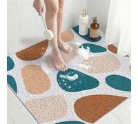 Tapis de Douche Anti-moisissure Carré 80x80 cm, Tapis de Bain PVC Luffa sans Odeur Séchage Rapide, Tapis de Baignoire Antidérapant Fond de Baignoire, Facile à Nettoyer, Confortable, Pierre Kaki