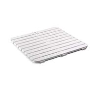 Tapis de douche antidérapant 55 x 55 cm carré en plastique effet bois (blanc)