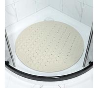 Tapis de Douche antidérapant avec Trous de Drainage, séchage Rapide, en PVC Souple avec ventouses, Facile à Laver, pour Baignoire, Douche et Salle de Bain, Kaki - Rond - Diamètre 65 cm