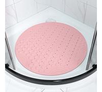 Tapis de Douche antidérapant avec Trous de Drainage, Tapis de Bain en PVC Souple à séchage Rapide avec ventouses, Facile à Laver pour Baignoire, Douche, Salle de Bain, Rose - Rond - diamètre