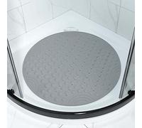 Tapis de Douche antidérapant avec Trous de Drainage, Tapis de Bain en PVC Souple à séchage Rapide avec ventouses, Facile à Laver pour Baignoire, Douche, Salle de Bain, Gris - Rond - diamètre