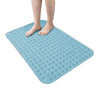 Tapis de douche antidérapant avec ventouses, 100 % PVC, plastique, qualité confortable, anti-moisissure, sécurité pour enfants et personnes âgées, 70 x 36 cm, bleu clair