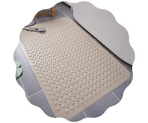 Tapis de douche antidérapant avec ventouses et trous de drainage en bois pour salle de bain