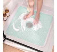 Tapis de Douche Antidérapant Carré avec Trou Central, PVC, 60x60cm Vert | Tapis Antidérapant Douche, Tapis Salle de Bain, Pour Seniors, Cabine de Douche, Drainant, Anti Moisissure, Lavable en Machine