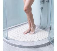 Tapis de Douche Antidérapant d'angle 70x70 cm Blanc - Tapis de Bain en PVC avec Ventouses Puissantes et Trous de Drainage, Séchage Rapide, Anti-moisissure, Design Moderne, Lavable en Machine