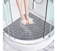 Tapis de Douche Antidérapant d'angle 70x70 cm Gris - Tapis de Bain en PVC avec Ventouses Puissantes et Trous de Drainage, Séchage Rapide, Anti-moisissure, Design Moderne, Lavable en Machine