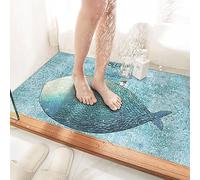 Tapis de douche antidérapant en luffa pour salle de bain - Tapis de bain rectangulaire - Anti-moisissure - En PVC - Séchage rapide - Doux - En luffa