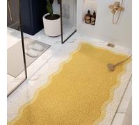 Tapis de douche antidérapant en luffa texturé doux - Tapis de bain à séchage rapide pour douche intérieure - Tapis de sol humide anti-moisissure pour évier, douche, baignoire (couleur : jaune, taille