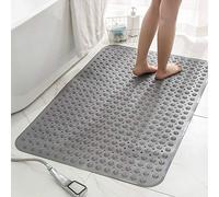 Tapis de douche antidérapant en PVC épais + massage double usage avec ventouse, grande surface antidérapante et anti-chute Tapis de douche gris super grande taille 80 x 120 cm